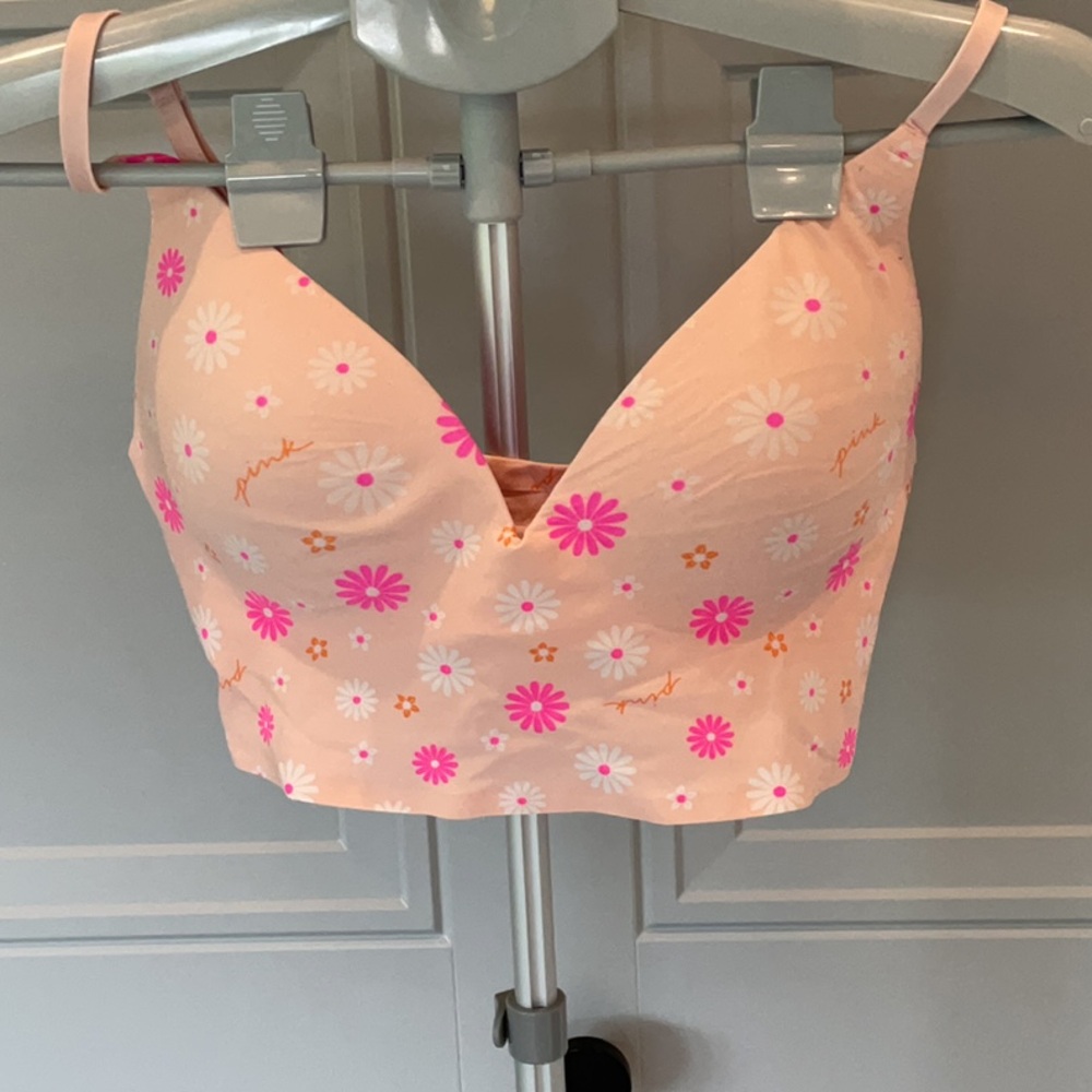 PINK Victoria's Secret Pink and Orange Bibs with Floral Design